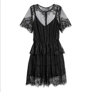 H&M Black lace overlay short sleeve dress